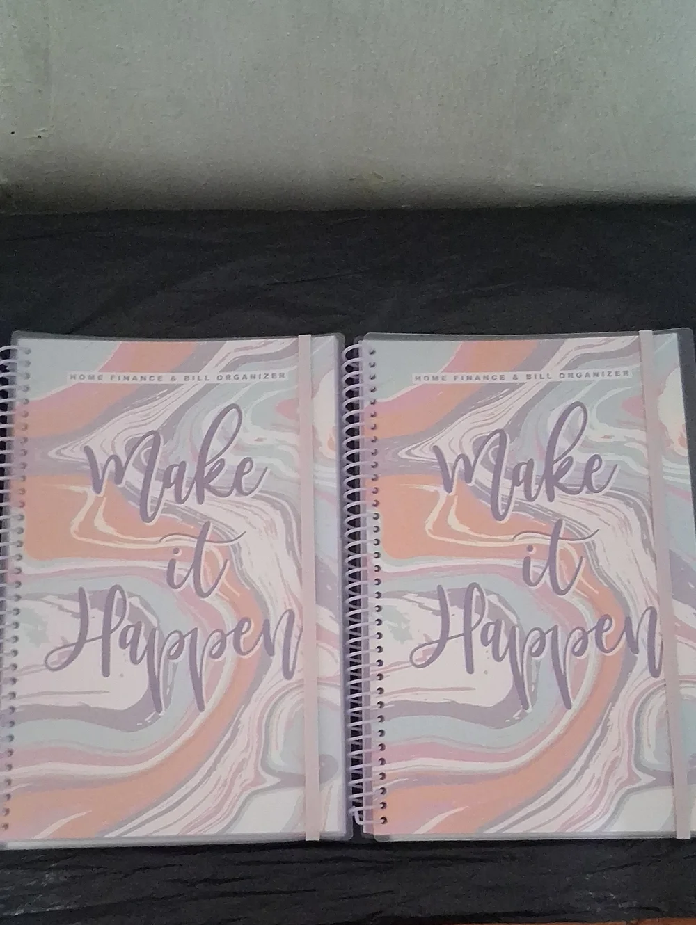 Home Finance & Bill Organizer Marble Spiral Notebook - Pink & Lavender